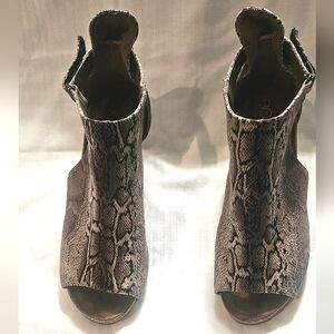 Women's Snake Print Open-Toe Wedge, Size 7